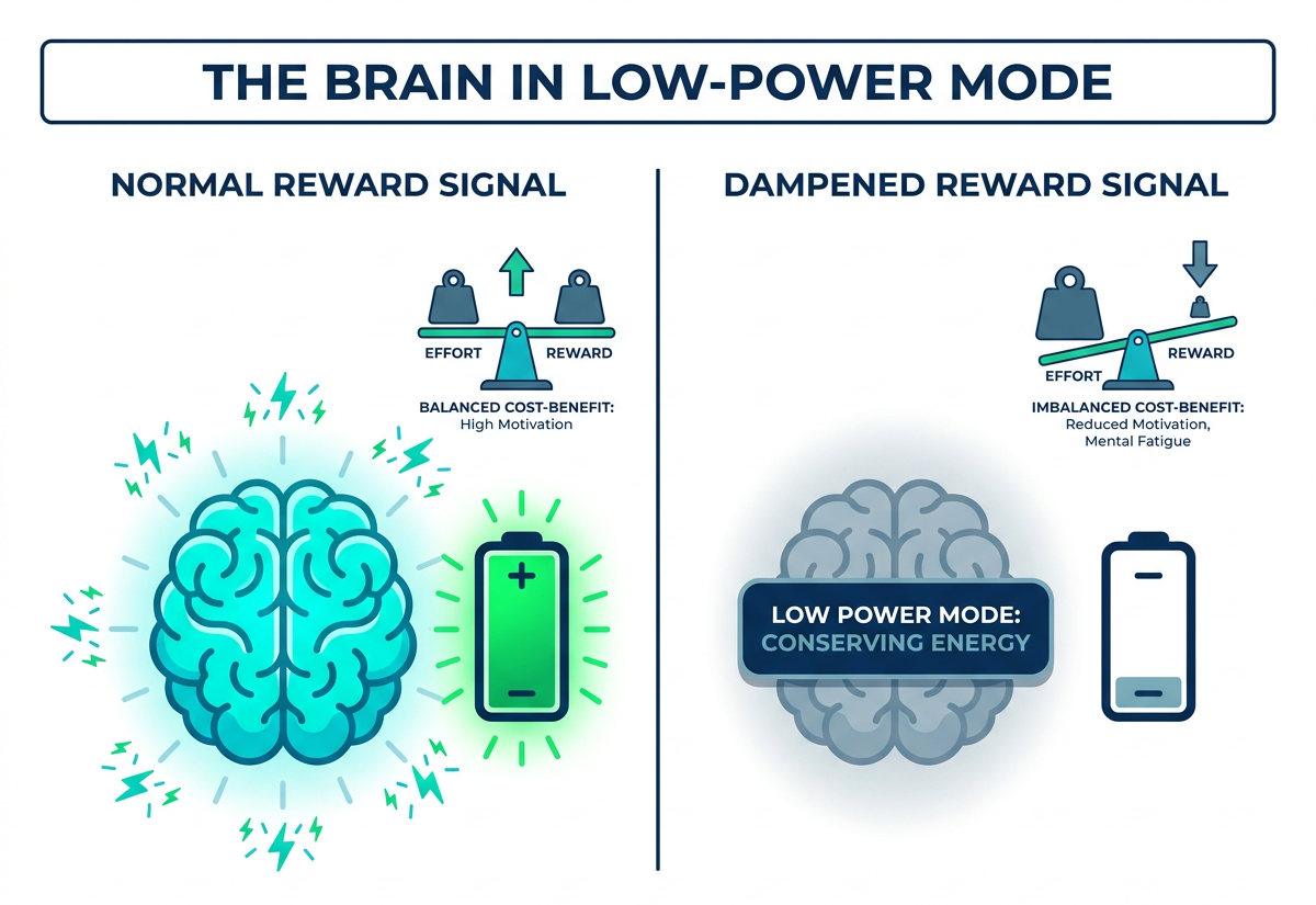 Consequence #2: brain enters energy conservation mode